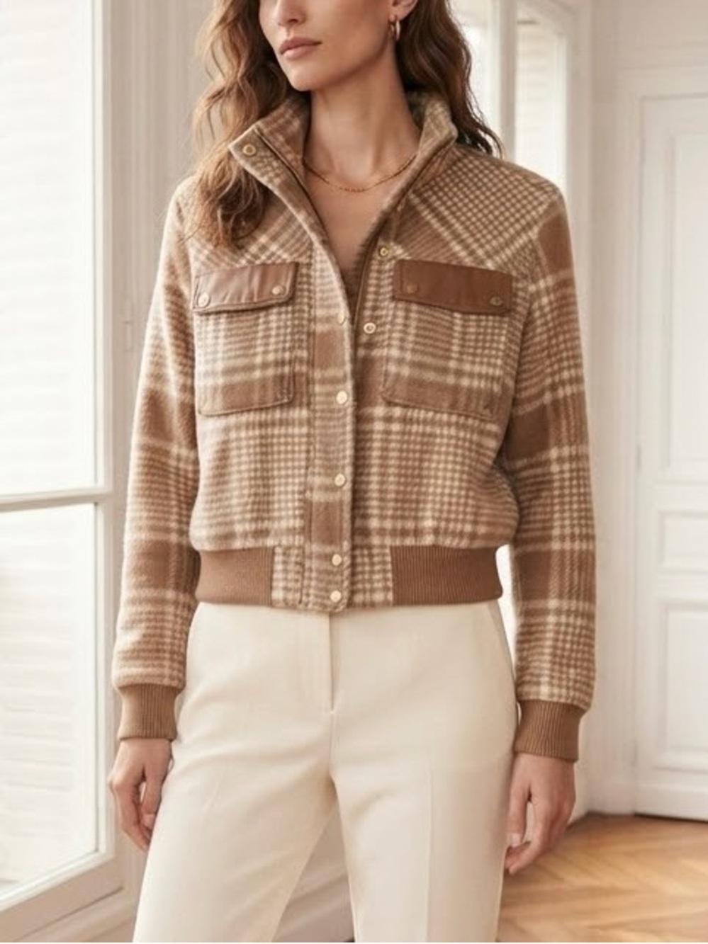 Anthropologie Avec Les Filles Plaid Bomber Jacket Size S - Picture 2 of 13
